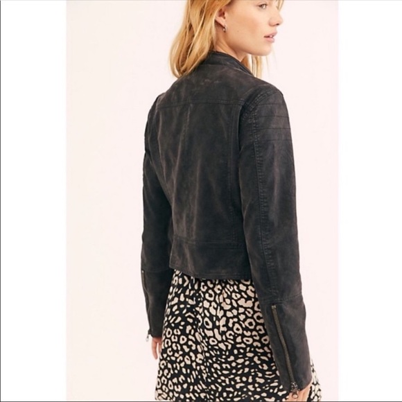 NEW Free People Black Fenix Vegan Moto Jacket S - Picture 5 of 16